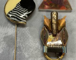 Lot 3 Vintage Handmade Jewelry, Brooch, Pin +