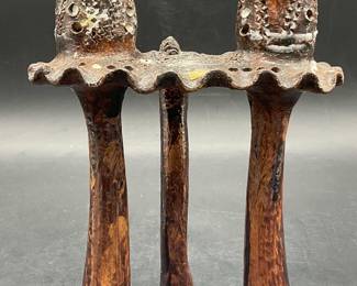 Handmade Artisan Pottery Double Candlestick