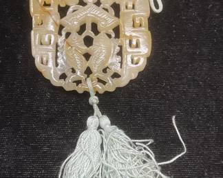 Vintage Asian Carved Jade Fish Pendant