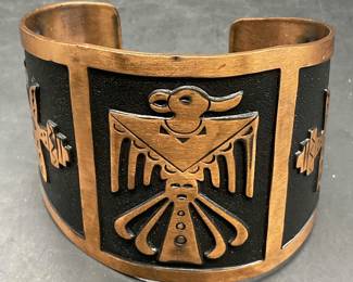 Vintage Solid Copper Thunderbird Motif Cuff