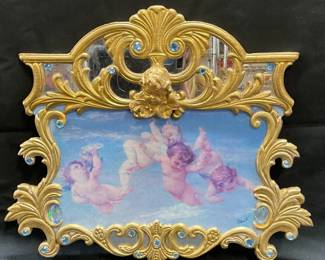 Sgn Ellie Haggerty Gilt Cherub Carousel Panel