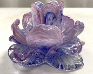 MURANO Art Glass Floral Candlestick