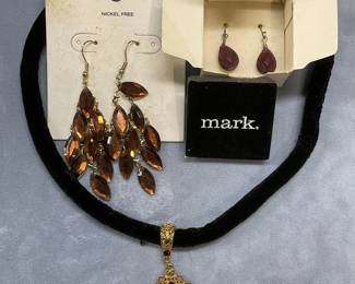 Lot 3 Mark Avon Purple Crystal Earrings, More