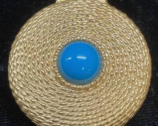 Estee Lauder Gold Tn Faux Turquoise Solid Perfume