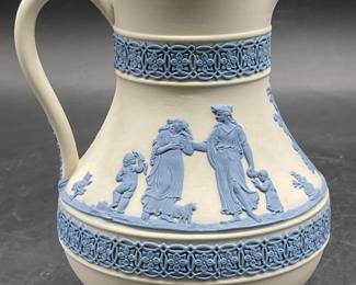 WEDGWOOD ENGLAND Blue & White Jasperware Pitcher