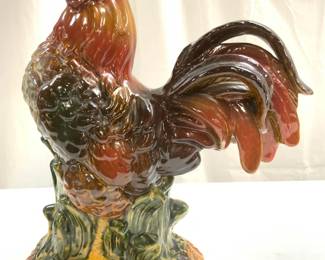 Vintage Majolica Ceramic Rooster Figure