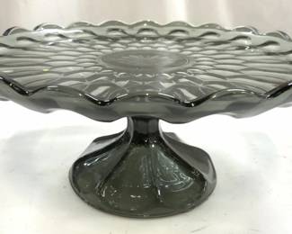 Grey Glass Pedestaled Cake Stand