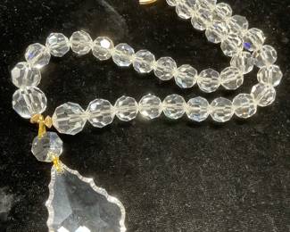 Vintage Heavy Clear Crystal Pendant Necklace