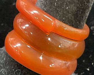 Lot 3 Carved Orange Semiprecious Rings