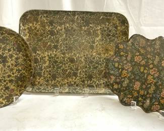 ALFRED E KNOBLER Lot 3 Paper Mache Trays