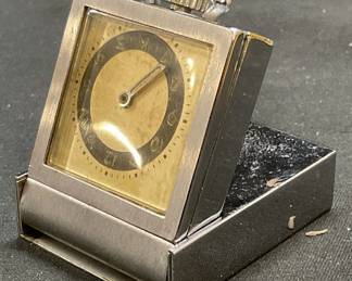 Art Deco Chrome Fold In Travel Pocket Watch