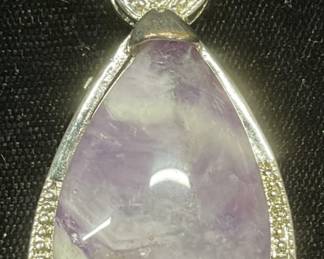 Silver Tone Faux Amethyst Pendant