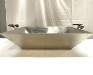 Silver Toned Metal Centerpiece Bowl W Horn Handles
