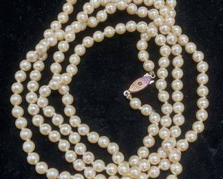 Vintage Faux Pearl Beaded Necklace, 23 In