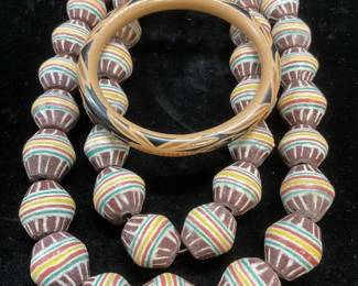 Lot 2 Tribal Style Beaded Necklace & Bracelet