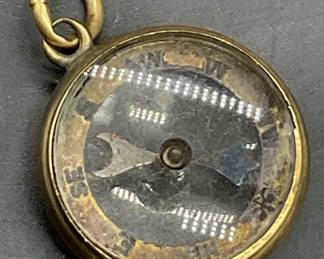 Vintage Glass & Metal Compass Pendant