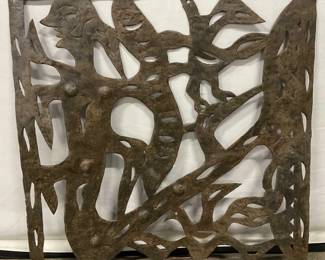 Vintage Cut Metal Figural & Birds Wall Panel