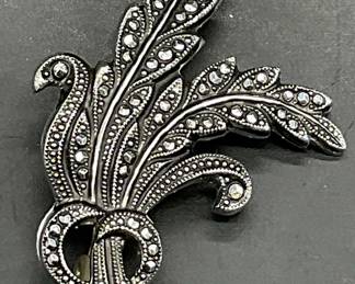Vintage West German Metal Foliage Bouquet Brooch