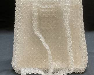 Colorless Clear Crystal Beaded Handbag