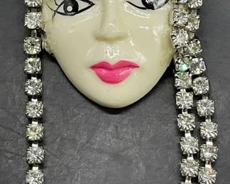 Vintage Crystal Flapper Girl Brooch
