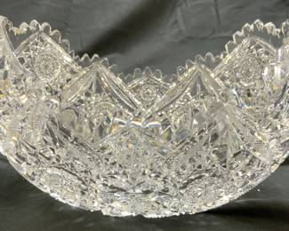 American Brilliant Cut Crystal Toothed Rim Vessel