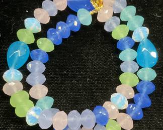 Vintage Blue Multicolor Crystal Beaded Necklace