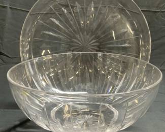 STUART ENGLAND Cut Crystal Bowl & Serv Dish
