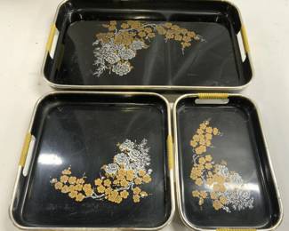 Set 3 Lacquered Style Serving Trays
