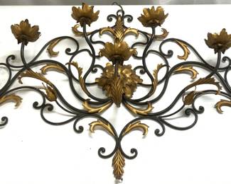 Ornate Metal Floral 7 Arm Electric Wall Sconce
