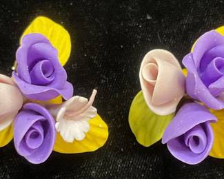 Handmade Purple Pink Flower Earrings