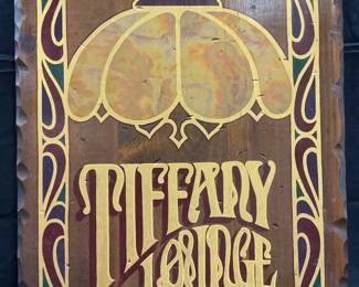 Tiffany Lounge Hand Painted Gilt Wood Sign