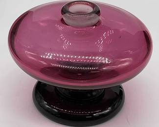 Vintage Artist Signed Pink Art Glass Vessel