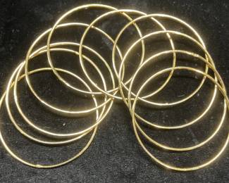 Set 10 Gold Tn Skinny Stacking Bangle Bracelets