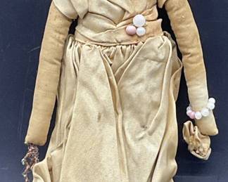 Vintage Handmade Beaded Fabric Doll