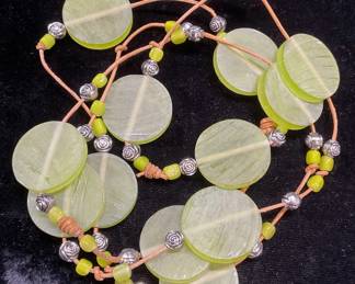 Vintage Green Lucite Disk Necklace