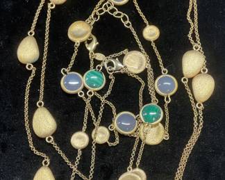 Lot 3 RL Gold Tone Faux Stone Necklaces