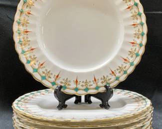 Set 8 Guilt White Porcelain Plates