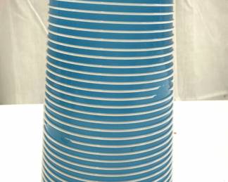 MVG Signed Art Glass Vase W Striped Detail