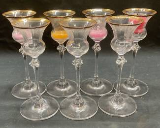 Set 7 Gilt Glass Candle Holders