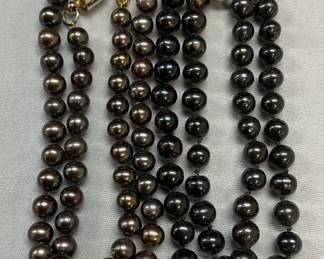 Lot 2 Vtg Costume Tahitian Pearl Necklaces