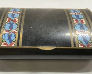 Vintage Asian Enamel Makeup Mirror Box