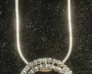 Kian Family Silver Ton Crystal Pendant Necklace