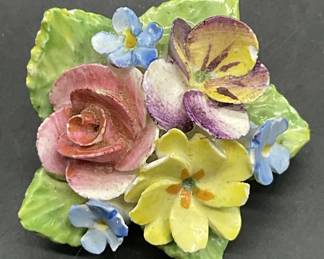 ARTONE ENGLAND Signed Bone China Floral Brooch