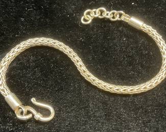 Vtg Sterling Silver Wheat Chain Bracelet