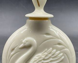 LENOX USA Porcelain Swan Motif Perfume Bottle, Lid