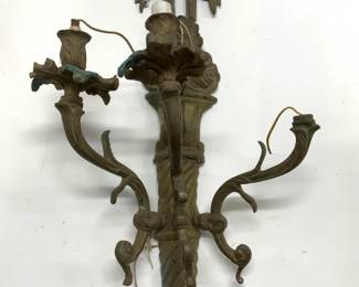 Vintage Ornate Victorian 3 Arm Brass Wall Sconce
