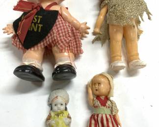 Lot 4 Vintage Assorted Plastic & Porcelain Dolls