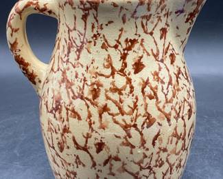 Vintage Spongeware Pottery Pitcher