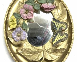 Vintage Gilt Floral, Leaf, & Butterfly Wall Mirror