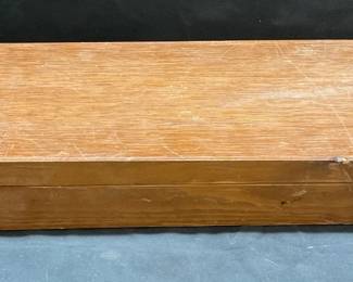 Antique Wood & Leather Lined Storage Box